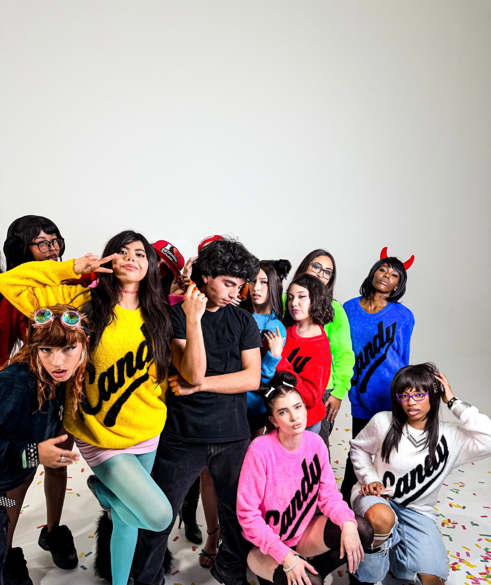 The iiCandyy crew in fuzzy knit sweaters